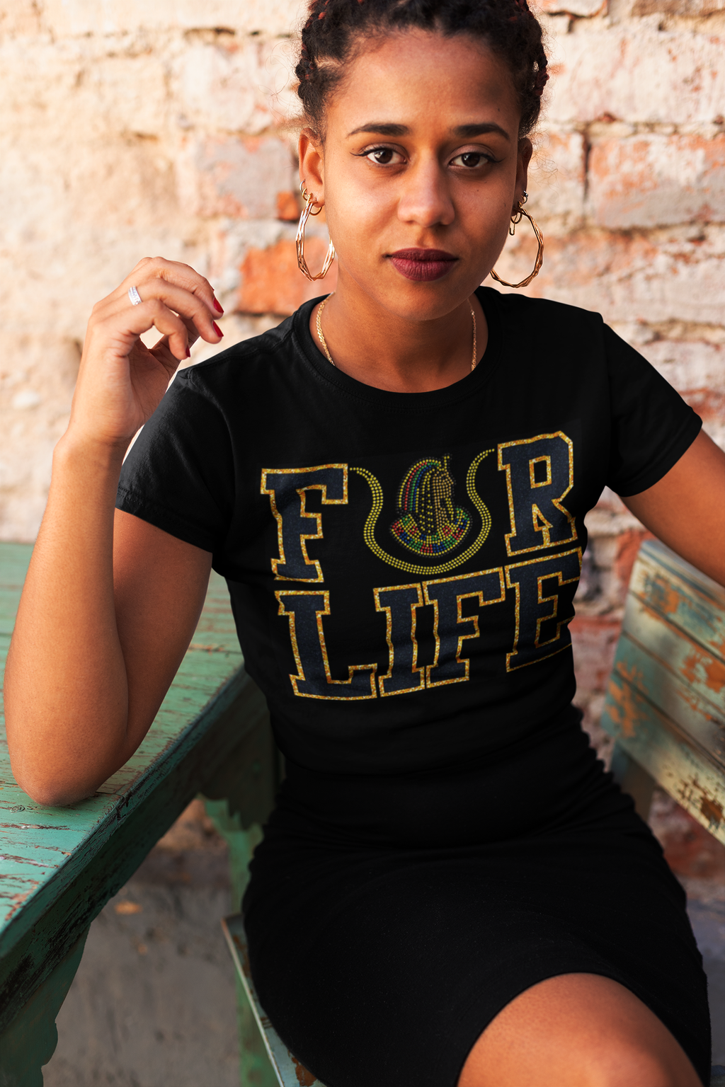 FOR LIFE RHINESTONE T SHIRT