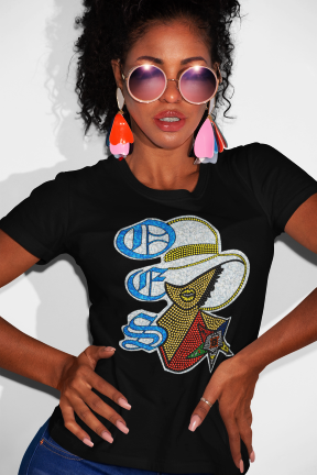 OES WHITE HAT A RHINESTONE T-SHIRT