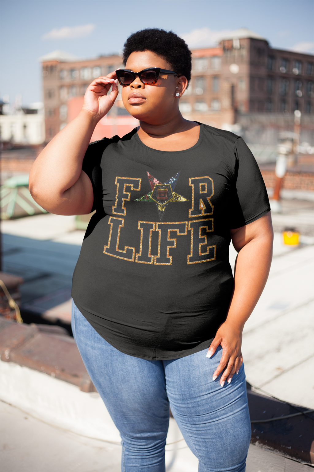 FOR LIFE RHINESTONE T-SHIRT